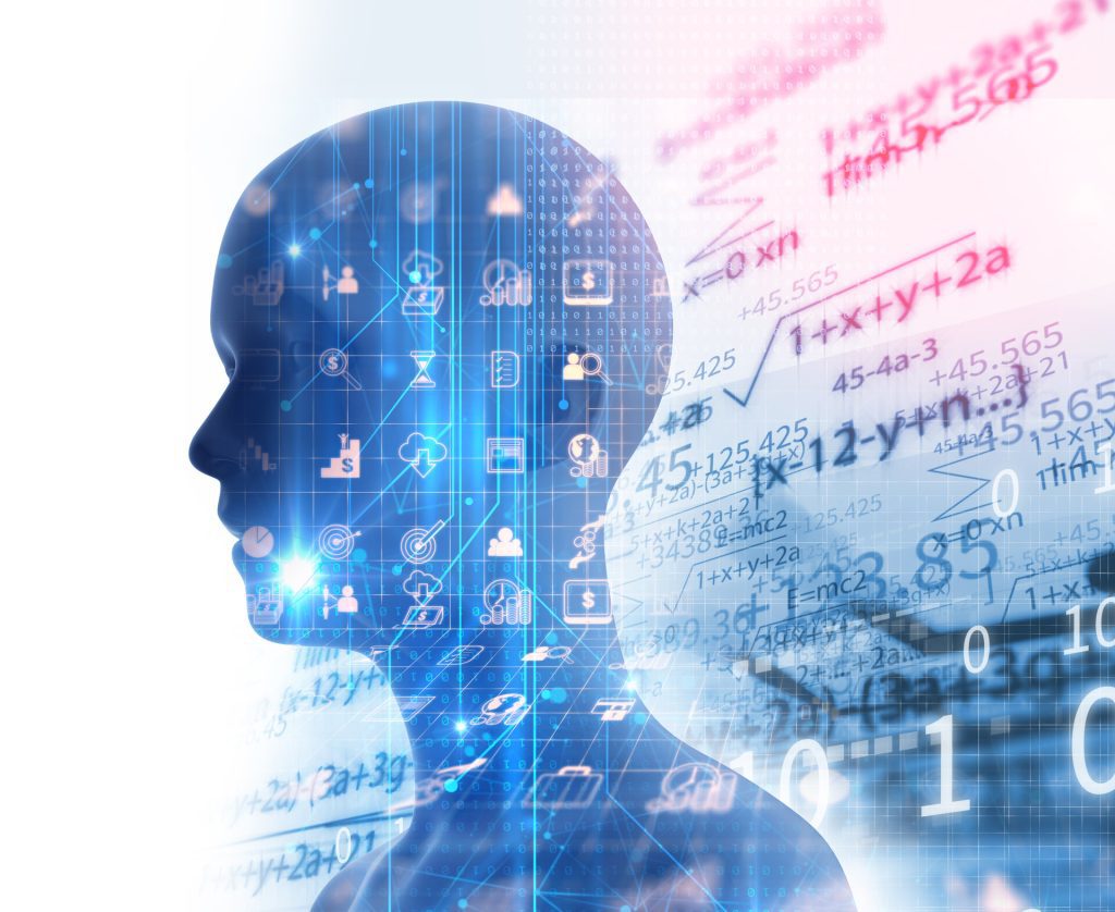 Digitale Silhouette mit Datenhintergrund