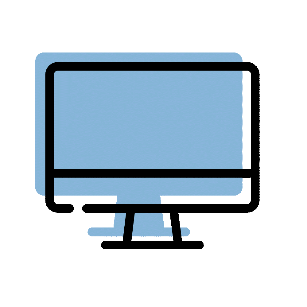 Blauer Computerbildschirm mit Standfuß