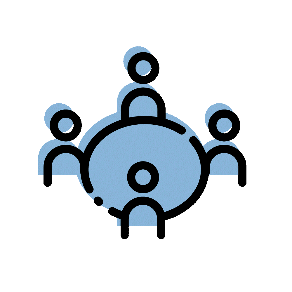 Menschen um einen zentralen Punkt